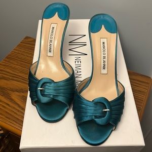 Manolo Blahnik teal sandals